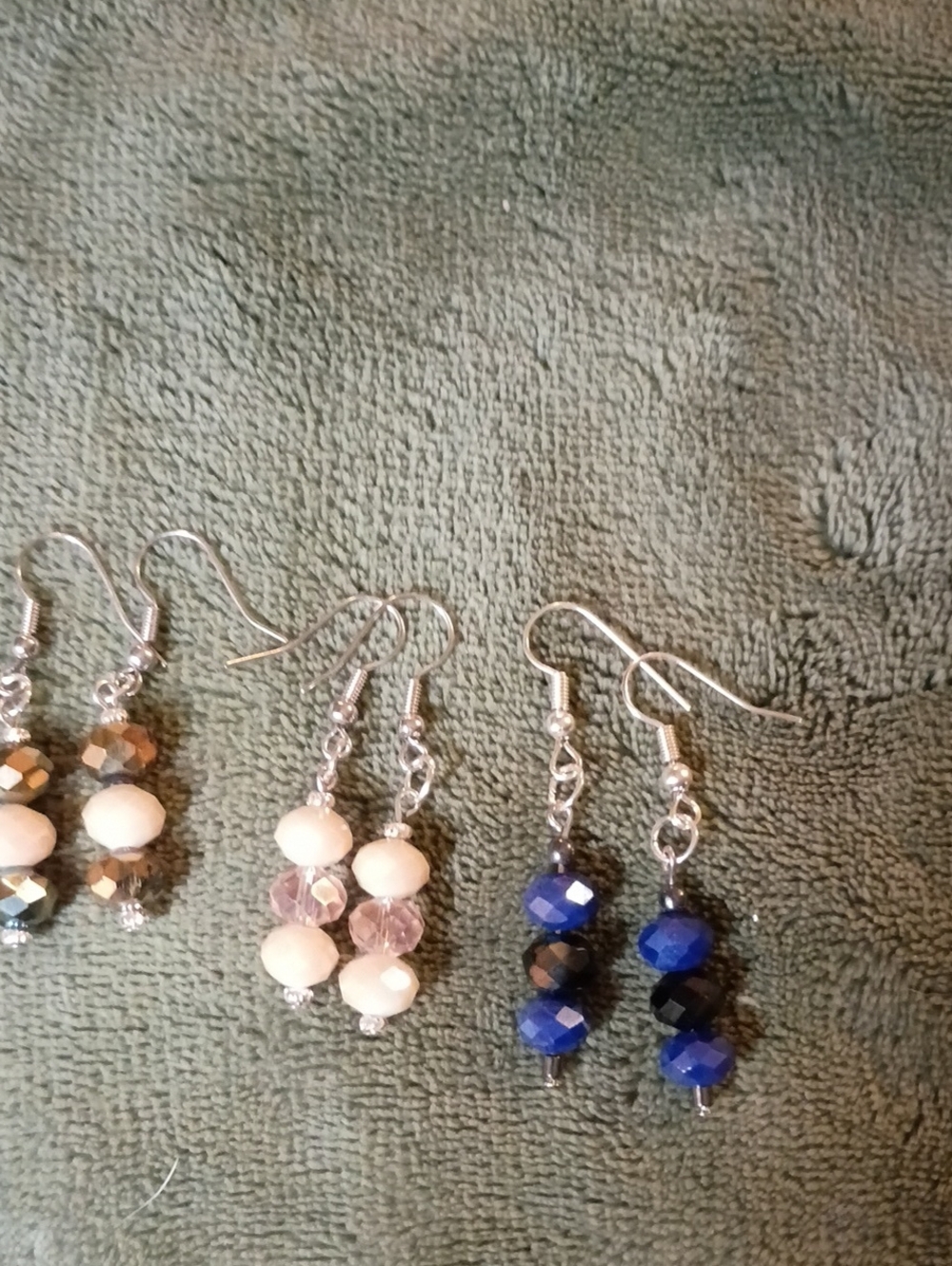 Faceted Blue and Black Bead Drop Earrings for Women